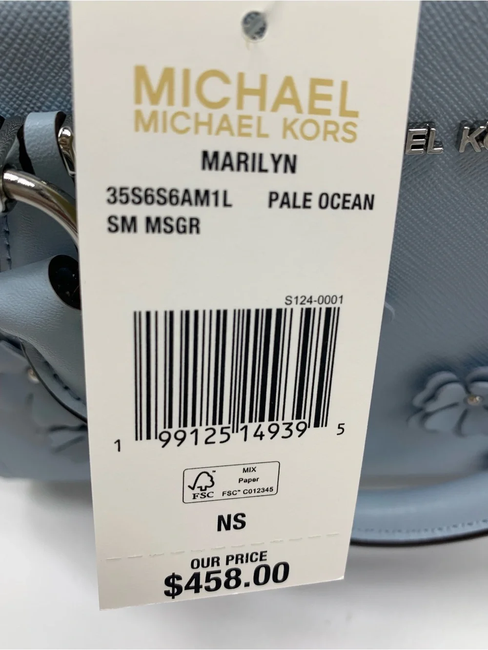Michael Kors Marilyn Small Embellished Satchel Pale Ocean color - Picture 12 of 15